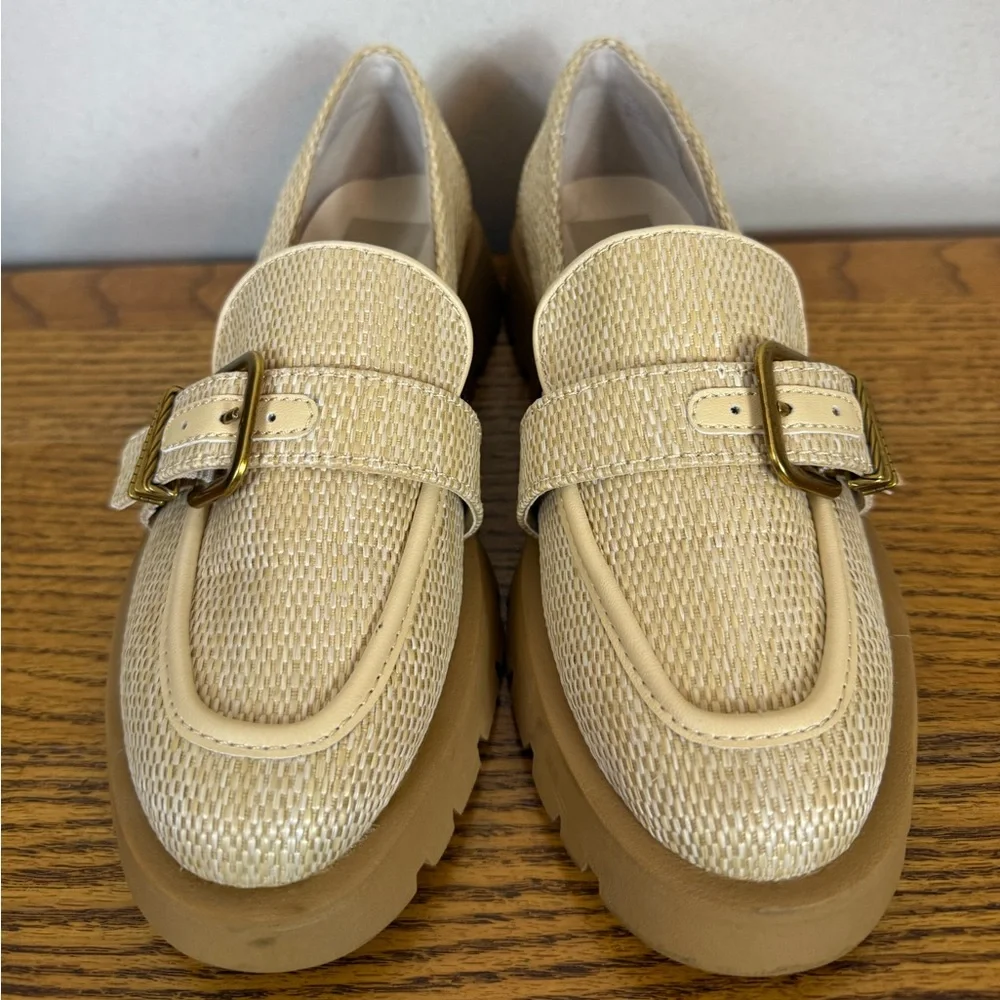 Dolce Vita Ericka Raffia Chunky Shoes Loafers Womens Size 7 Tan Office Casual - Picture 2 of 9